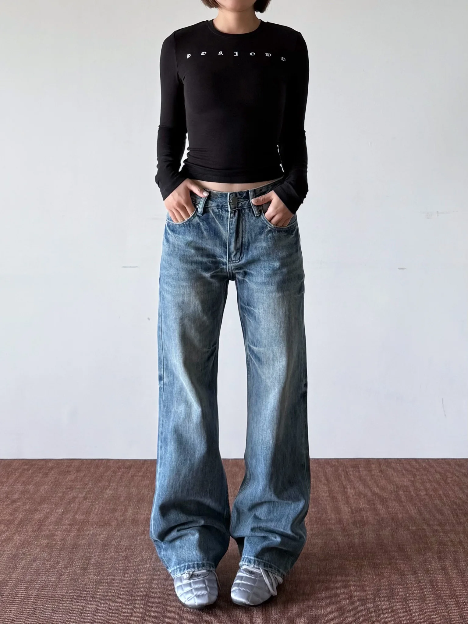 

Американские ретро-джинсы с эффектом потертости, прямые брюки Cleanfit Slim для мужчин и женщин, повседневные хлопковые джинсы