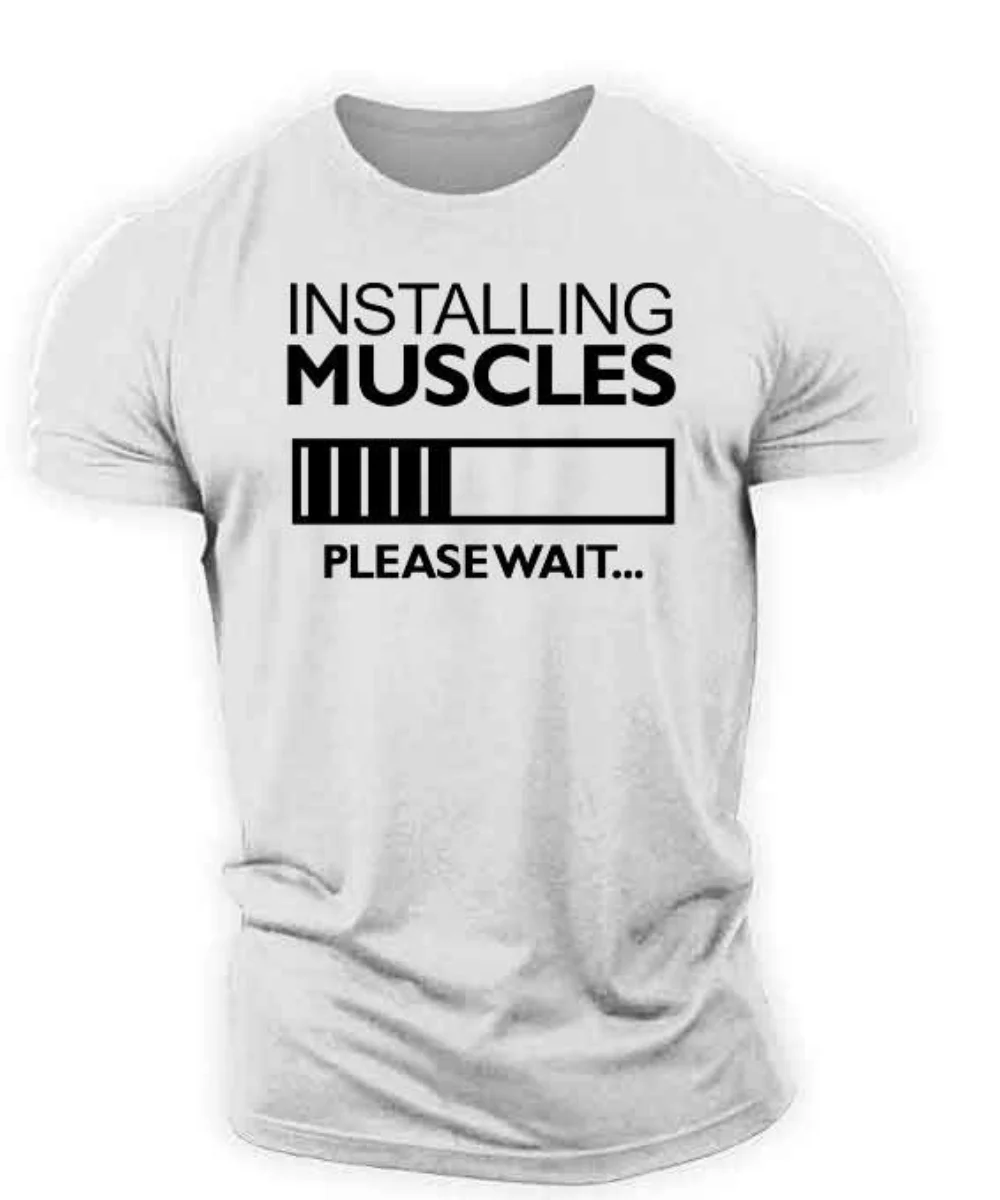 

Fashion Men New Installing Muscles Please Wait Loading Bar 3D Print T Shirt Unisex Men Women Clothes O-Neck Summer Short Sleeve