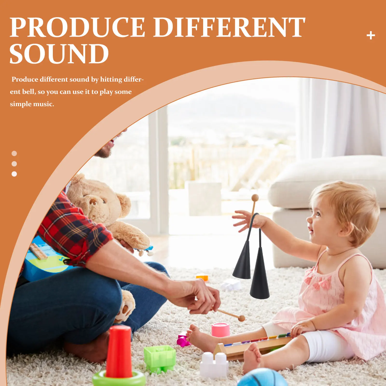 

Набор из 2-х двойных колокольчиков-труб, малый традиционный музыкальный инструмент, развивающий музыкальный инструмент для детей, двухтональный ударный инструмент, колокольчики агого, металлические