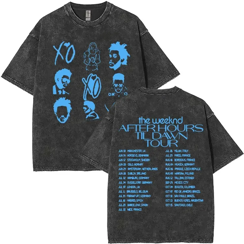 

Винтажные футболки с графическим рисунком The Weeknd Xo Album для женщин и мужчин в стиле хип-хоп Y2k, футболка с короткими рукавами, хлопковая уличная футболка большого размера