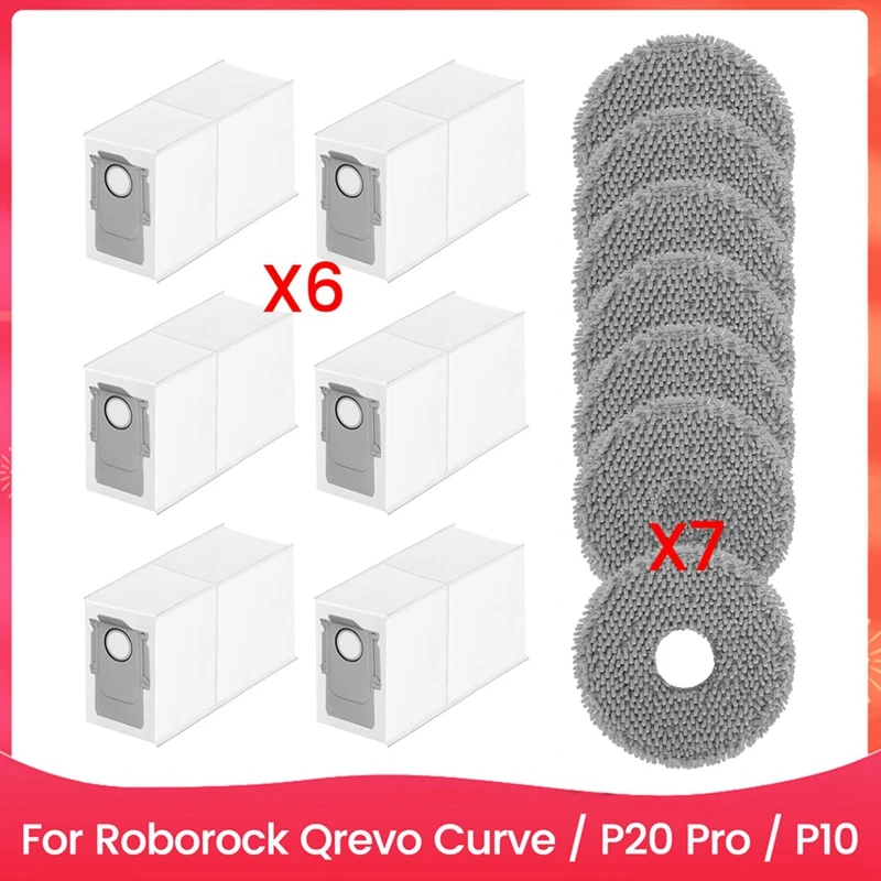 AT02-For Roborock Qrevo Curve / P20 Pro / P10 Vacuum Cleaner, Dust Bag Mop Pads Robot Vacuum Cleaner Replacement Parts