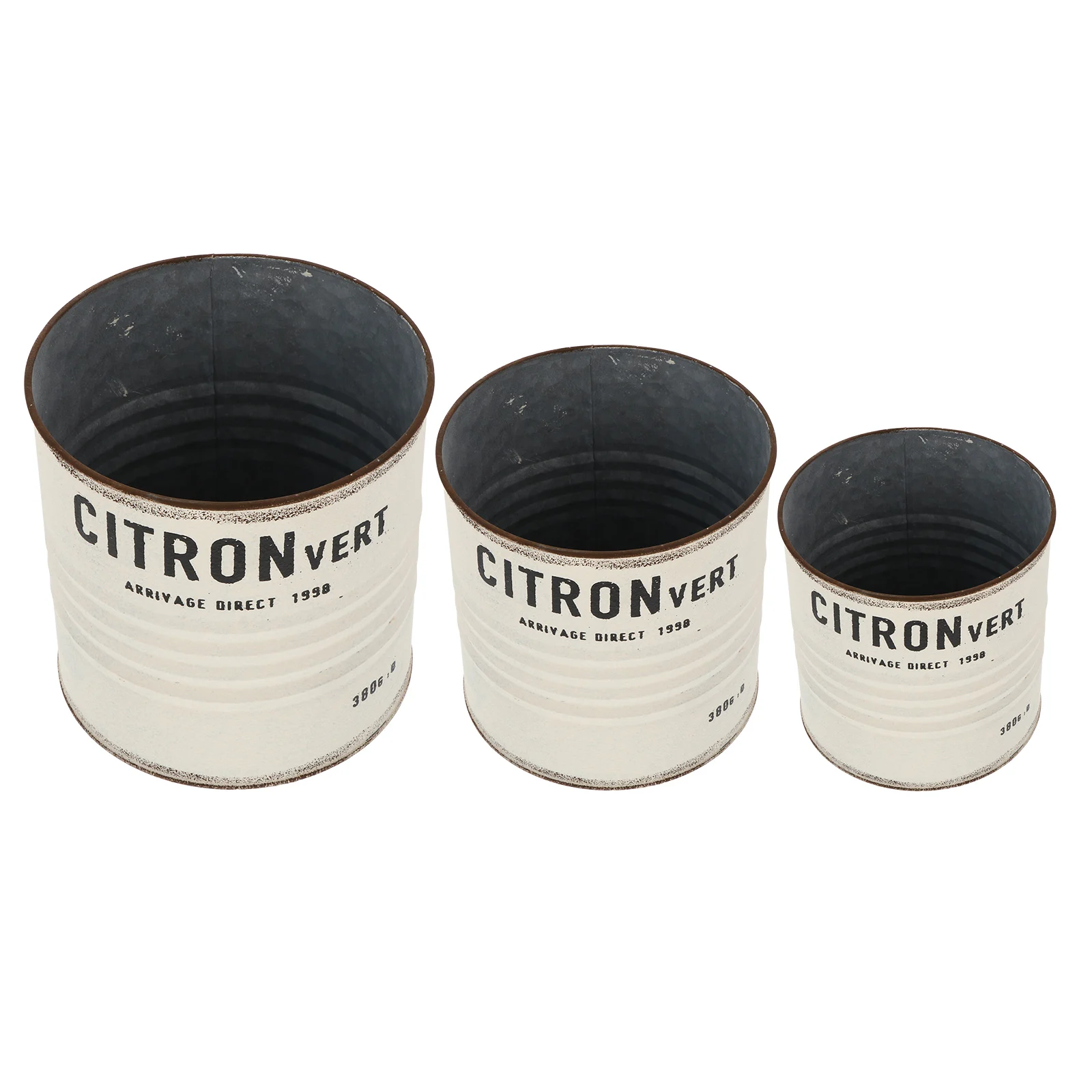 

3 Vintage Flower Pots Galvanized Sheet Retro Garden Decoration Balcony Courtyard Eco Durable High Quality Material Unique Design