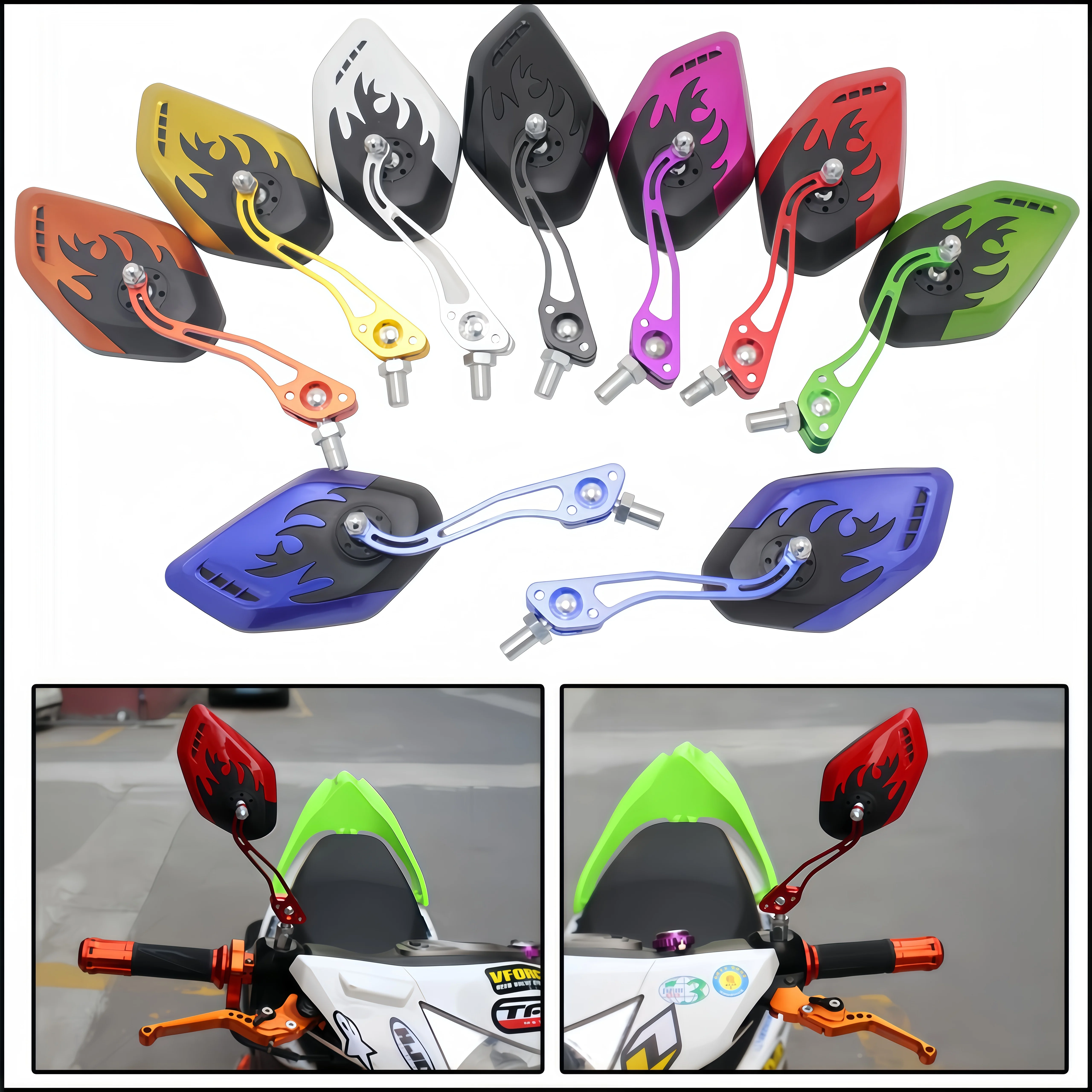 2Pcs Universal Motorcycle Rearview Mirror 8mm 10mm for Honda Suzuki Yamaha Electric Vehicle Scooter Modification Accessories