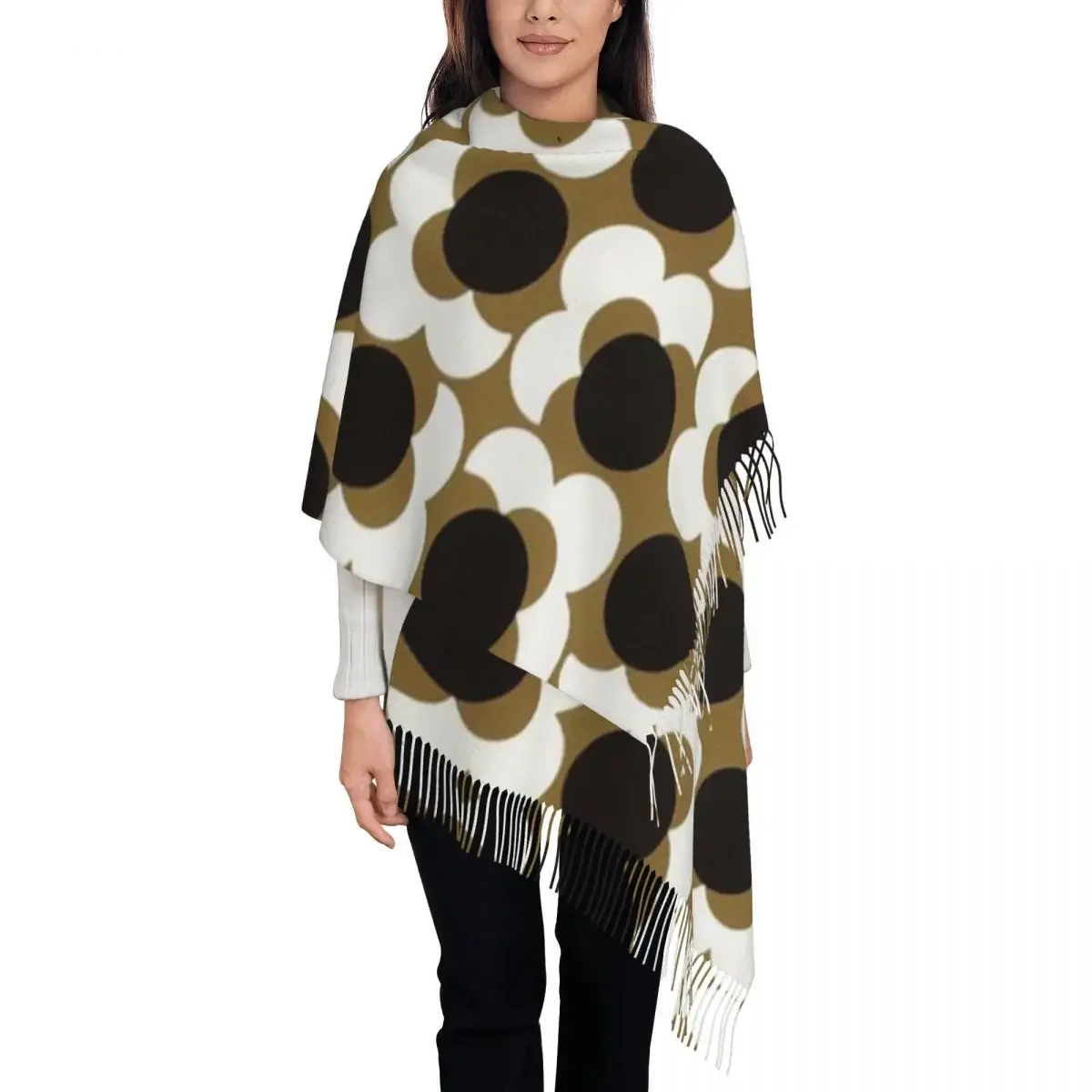 Custom Printed Orla Kiely Wallpaper Scarf Men Women Winter Warm Scarves Flowers Floral Retro Shawl Wrap