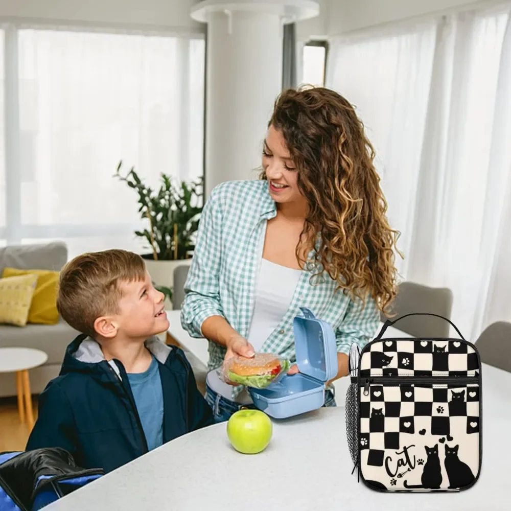 Black Cat Lunch Box Insulated Lunch Bag for Women Men Reusable Cooler ...