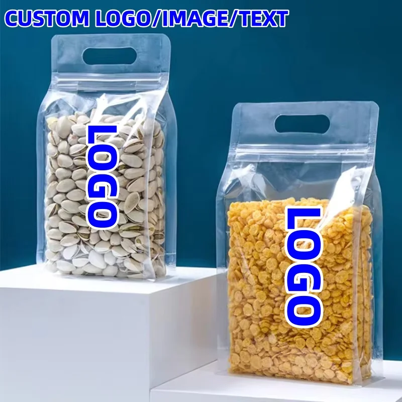 

100 PCS Stand-Up Clear Plastic 3D Portable Zip Bags - Resealable Food Storage Bags for Candy,Party Favors & Wedding Treats Use