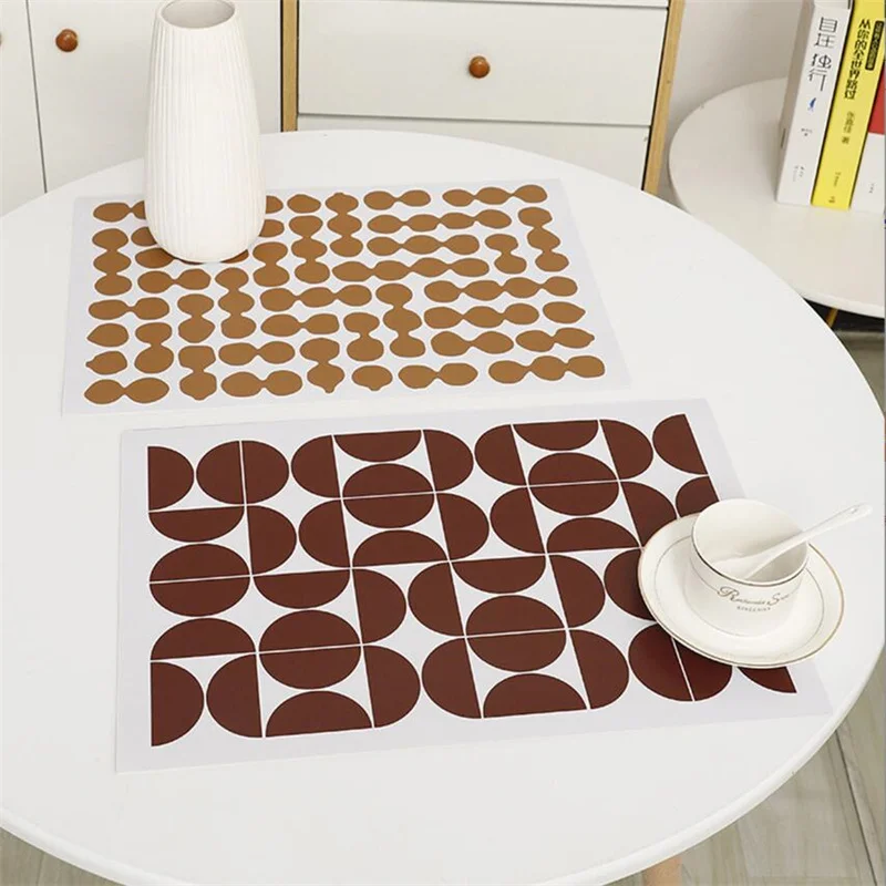 1PCS 30x45CM PU Place Mat for Kitchen Home Geometric Grid Dish Absorbent Heat Waterproof Oilproof Tableware Drain Pad 1 Piece