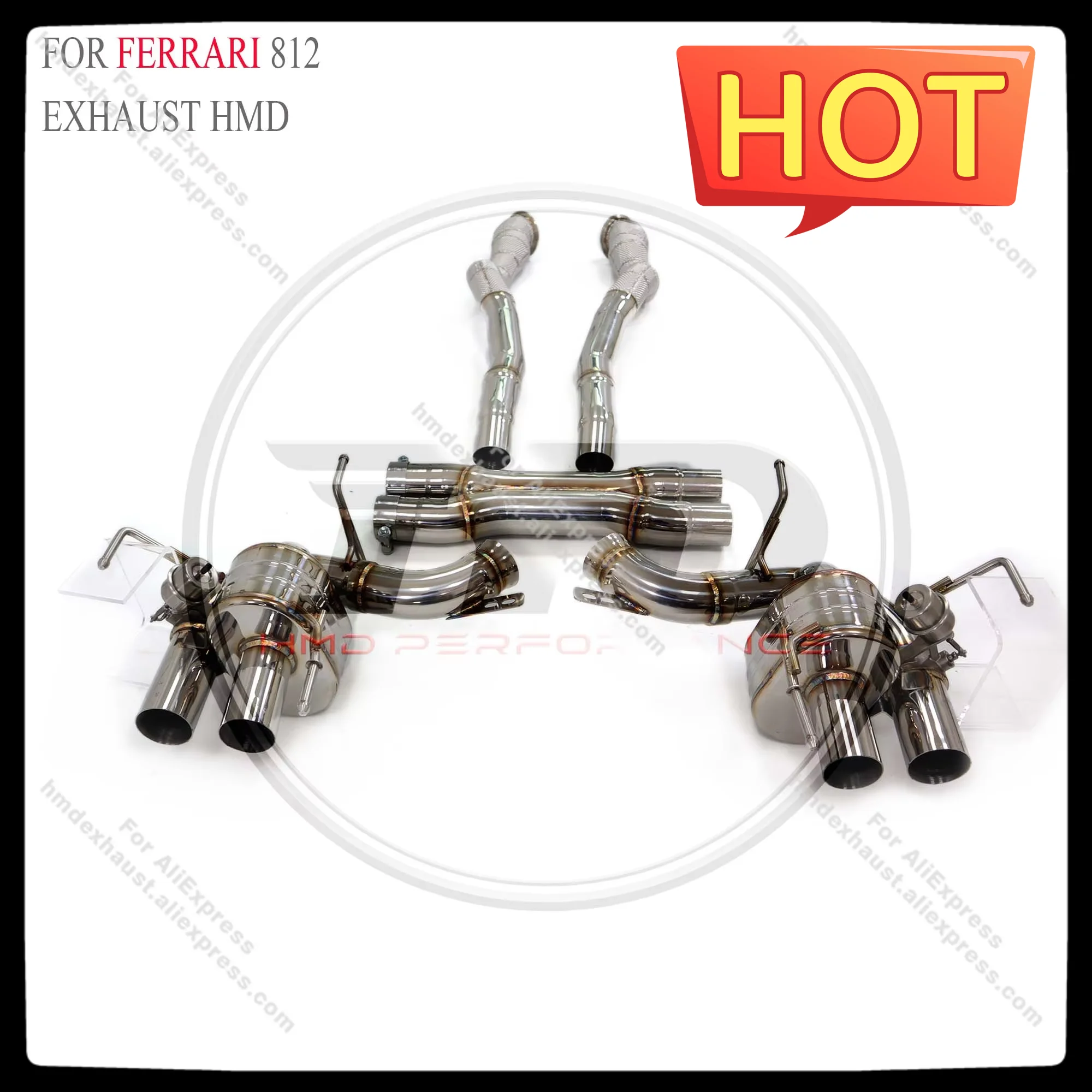 

HMD Titanium Alloy Exhaust System Performance Catback Full exhaust for Ferrari 812 With Valves And Middle Pipe with valves