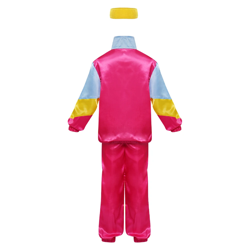 Retro 80s Cosplay Costume Fantasy Jacket Coat Pants Headband Outfits Halloween Carnival Party Suit Tracksuit For Kids Roleplay