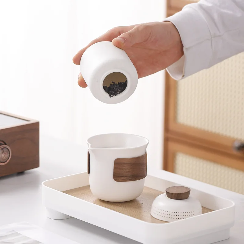 New Ceramic Travel Tea Set One Pot Three Cups Four Cups Glass Male Cup Outdoor Portable Kung Fu Tea Set