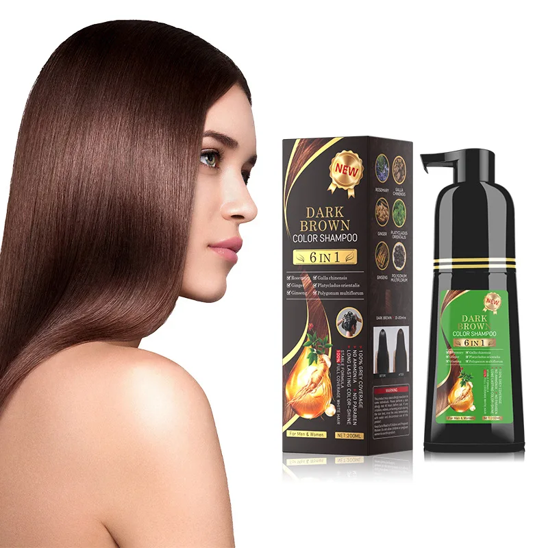 

Шампунь для быстрого краски для волос 6-в-1, натуральная черная травяная краска для волос, увлажняет, мягкая краска для волос, кондиционер, средства по уходу за волосами