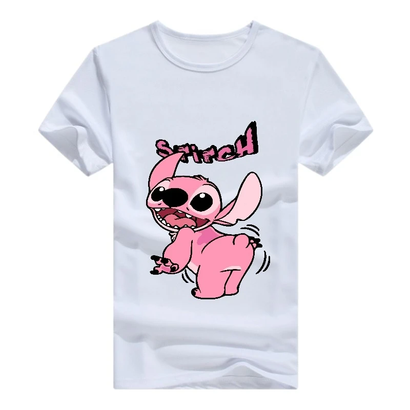 

2025 Summer Kawaii Lilo Stitch Printed Hippie Cheap T-Shirt Summer Loose White Cute Stitch Women's Top Harajuku Men's T-Shirt