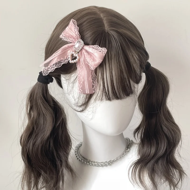 1 Pairs Harajuku Bows Hair Clips Japanese Popular Hair Accessories Sweet Y2K Pink Bows Lolita Cosplay Popular Hair Clips