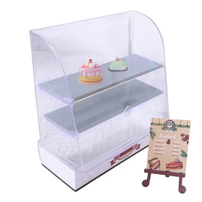 Pretend Play Kitchen Cabinet Small Bread Cabinet Toys Decorative Bread Display Cabinet For Interactive Milk Beverage Bottle Toys