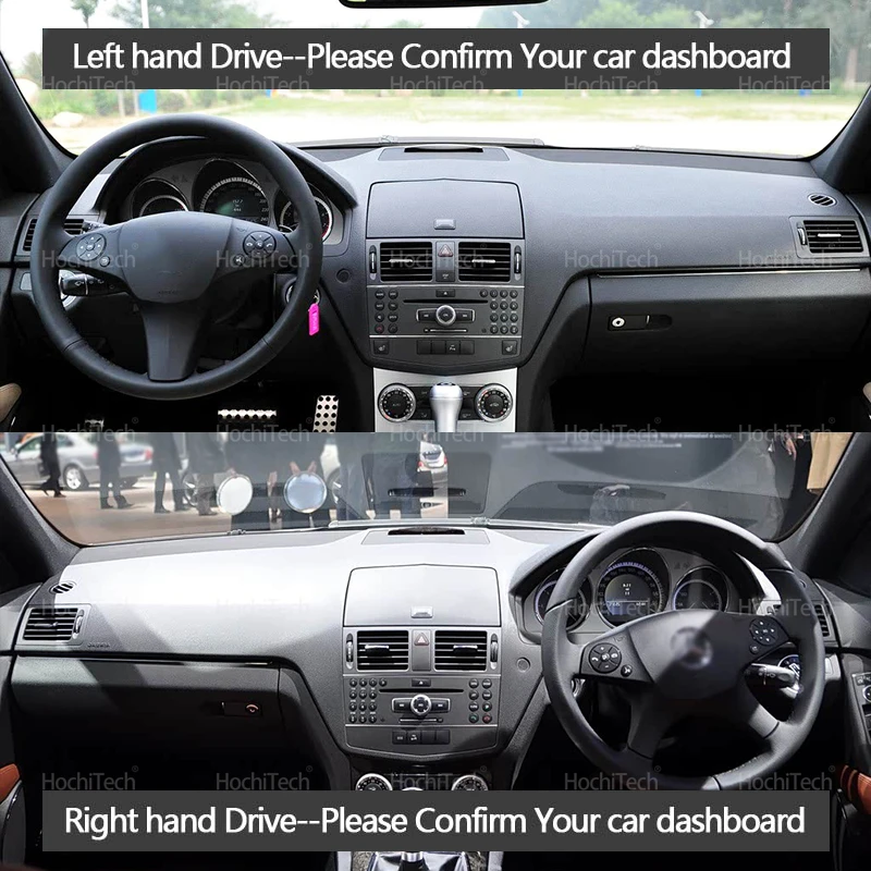 Dashmat Black Dashboard Cover Suede Leather Dash Mat Pad Sunshade Accessories for Mercedes Benz C-Class W204 C-Klasse 2008-2010