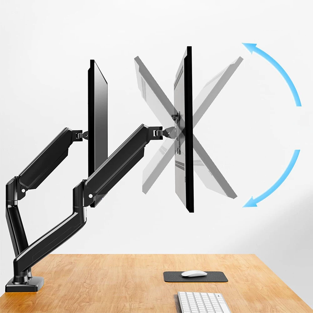 ขาตั้งจอภาพคู่พร้อม C CLAMP Monitor Desk Mount ปรับได้เต็มรูปแบบแขนโต๊ะ Mount สําหรับ 13 ถึง 32 นิ้วหน้าจอคอมพิวเตอร์