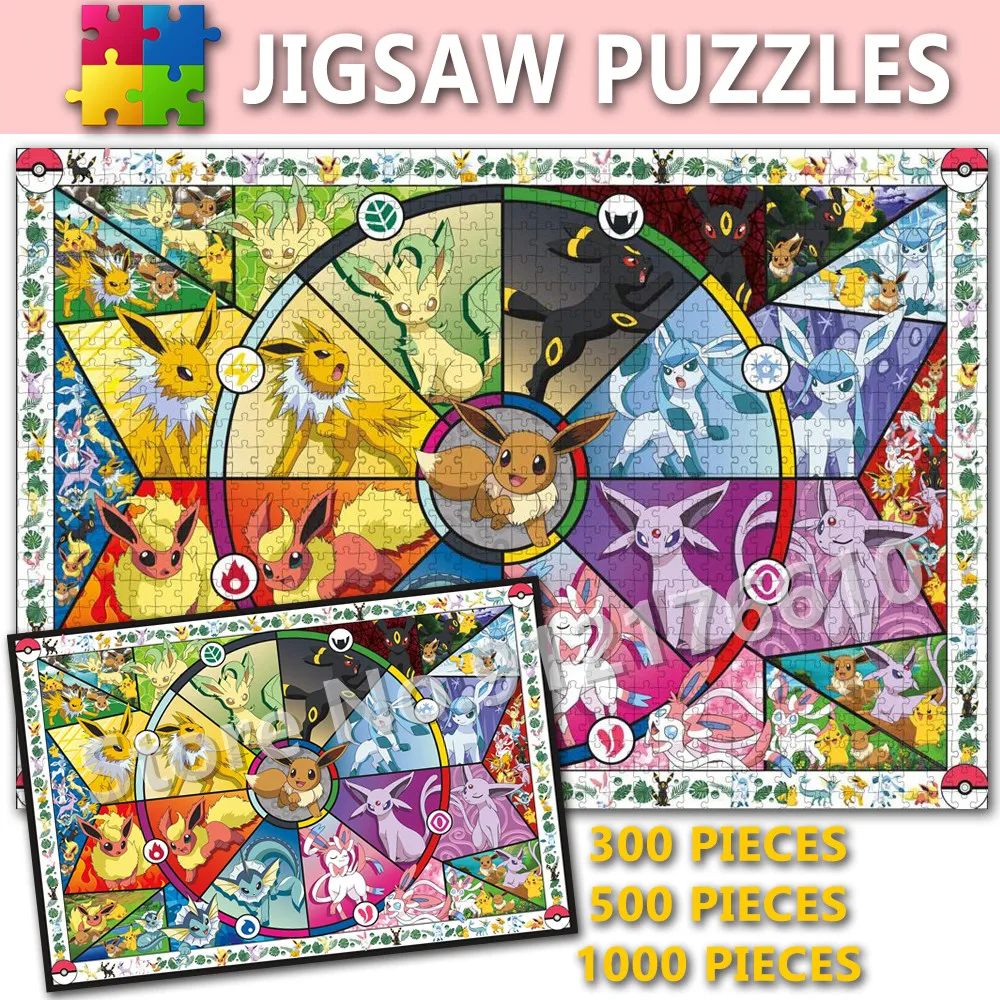 

Pikachu Puzzle Anime 300/500/1000 Pieces Jigsaw Puzzles Toys for Children Restless Pokemon Cartoon Board Games Educational Toys