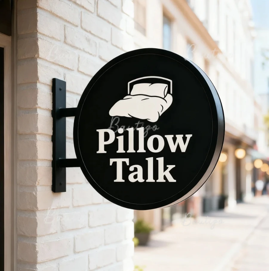 Custom Double Sided LED Signage Sign Personalized Exterior Round Sign Wall Mounted Illuminated Advertising Bedding Lightbox Logo