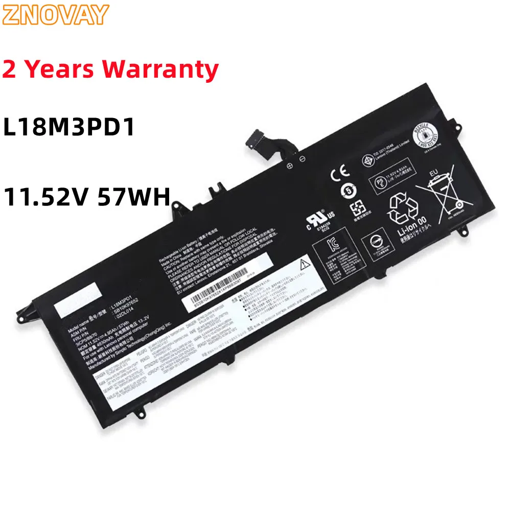 ZNOVAY 11.52V 57Wh L18M3PD1 Laptop Battery For Lenovo ThinkPad T490s T495S T14S Series L18L3PD1 L18M3PD2 SB10K97652