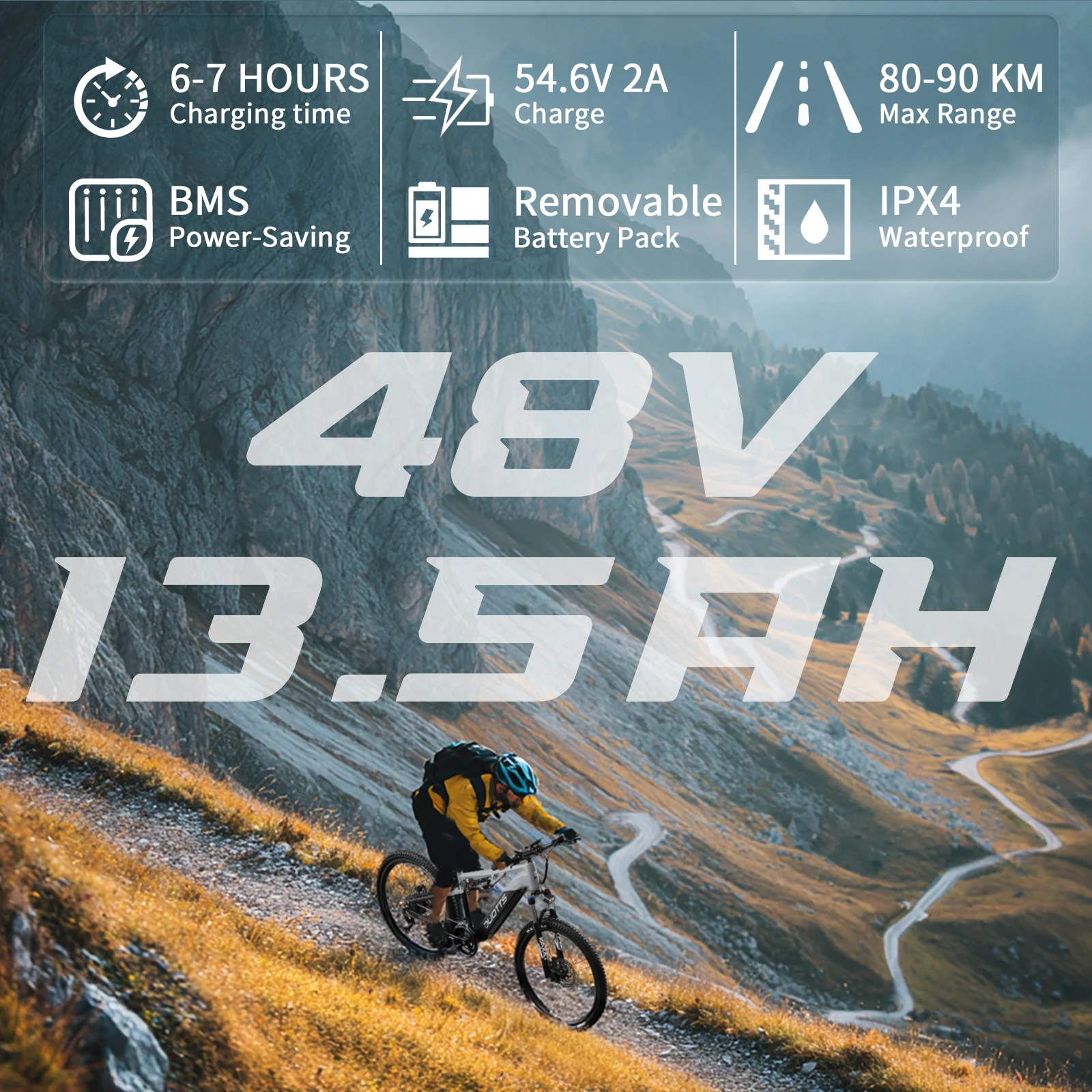 DUOTTS E29 Erwachsenen-Elektrofahrrad 250W Motor Offroad 48V 13,5AH Akku 27,5 Zoll Reifen Allterrain-Elektrofahrrad – Detail 17