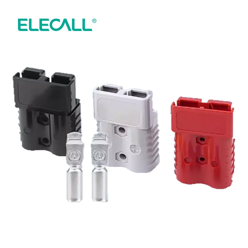 50A Bipolar Connector Plug 600V Power Connector Plug with Terminals for Forklift Golf Cart Silver-Plated Copper Terminals