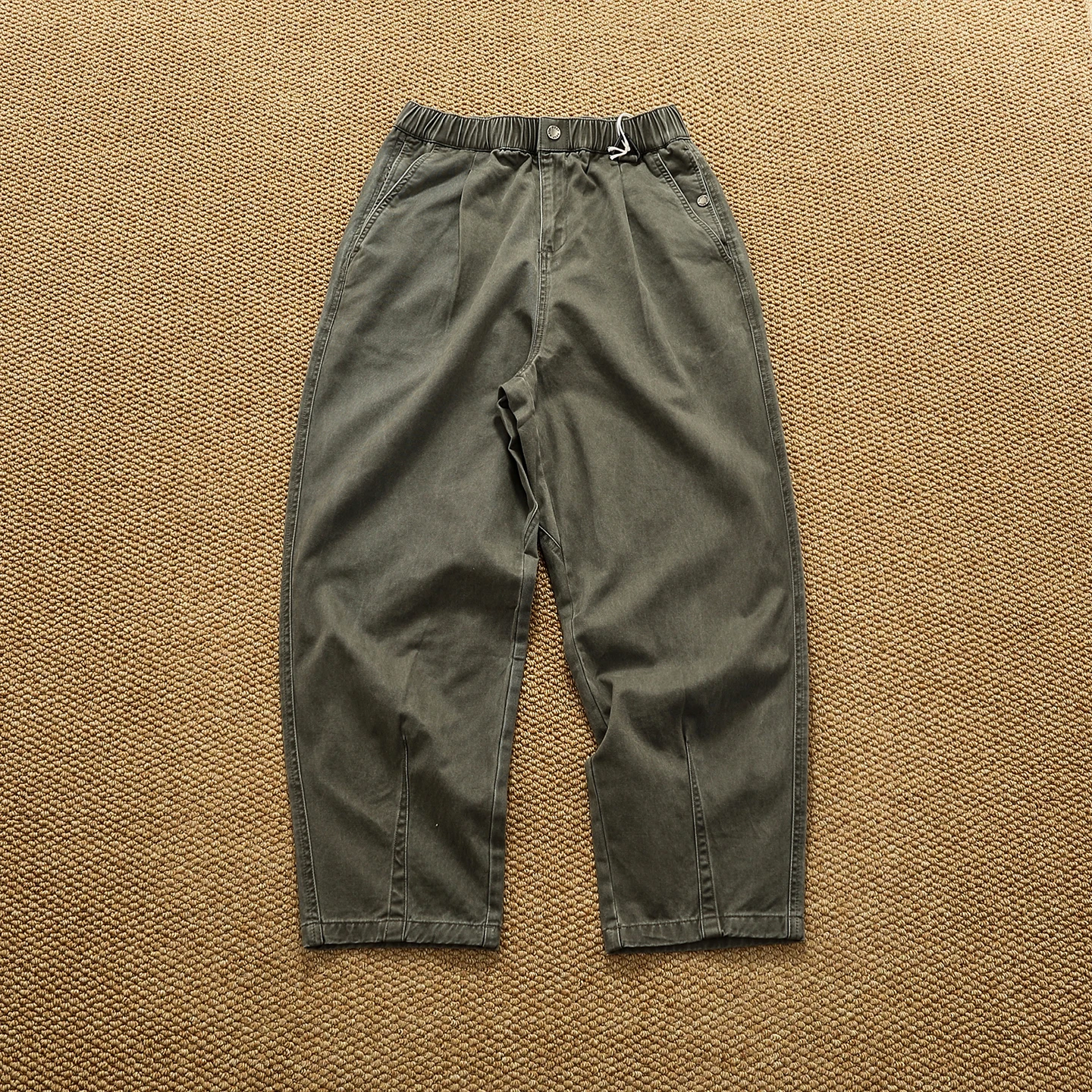 Autumn and Winter New American Retro Heavyweight Elastic Waist Casual Pants Men's 100% Cotton Straight Loose Tapered Trousers