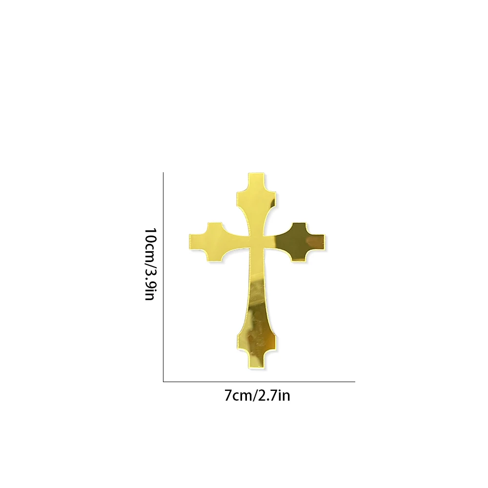 5pcs golden Cross Cake Topper Acrylic Decorations God Bless Party for Baking Supplies Cake decoration