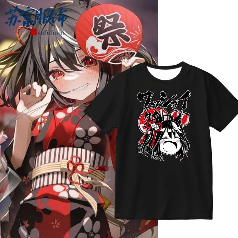 Anime Umamusume Pretty Derby T-shirt Kitasan Black Unisex Top Anime Spring Summer Short-sleeved Casual T-shirt