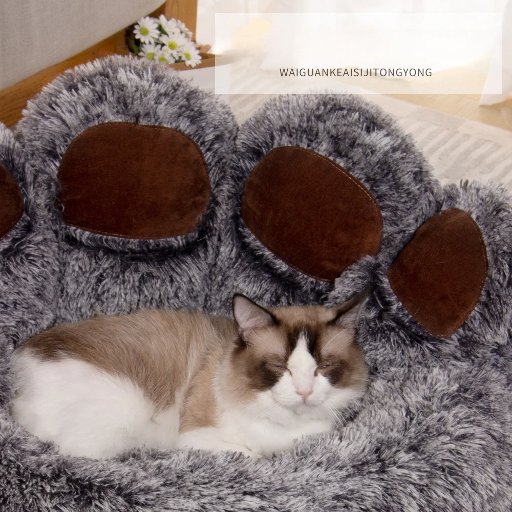 Plush Dog House Winter Pet Cat Beds Palm Fluffy Soft Dog Kennel Washable Comfortable Cat Nest Dog Accessories