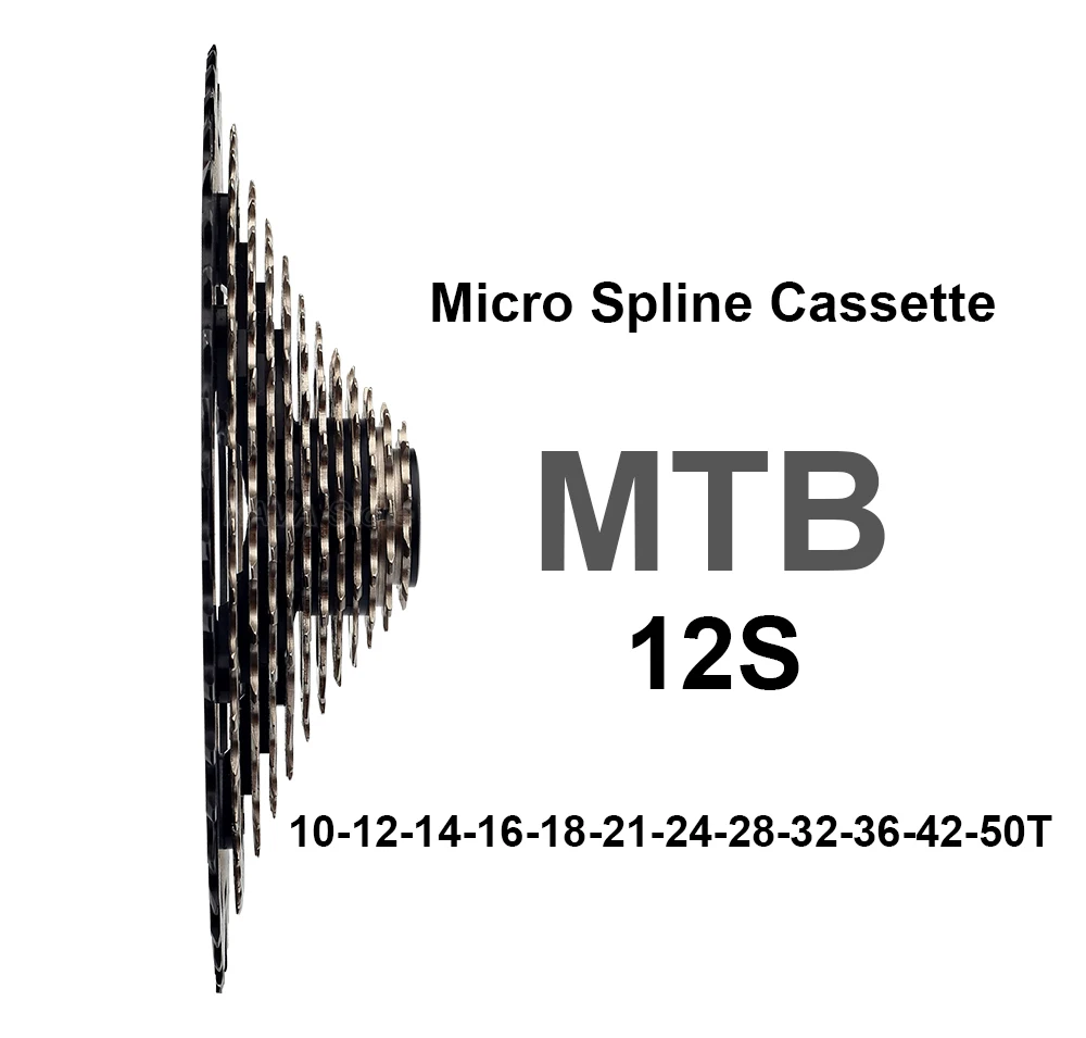 SUNSHINE 12 Gang MS Kassette 10-50T/52T MTB Micro Spline K7 12V Shimano M6100 118 Glieder Kette für M8100 M9000 M9100 Kettenrad – Detail 8
