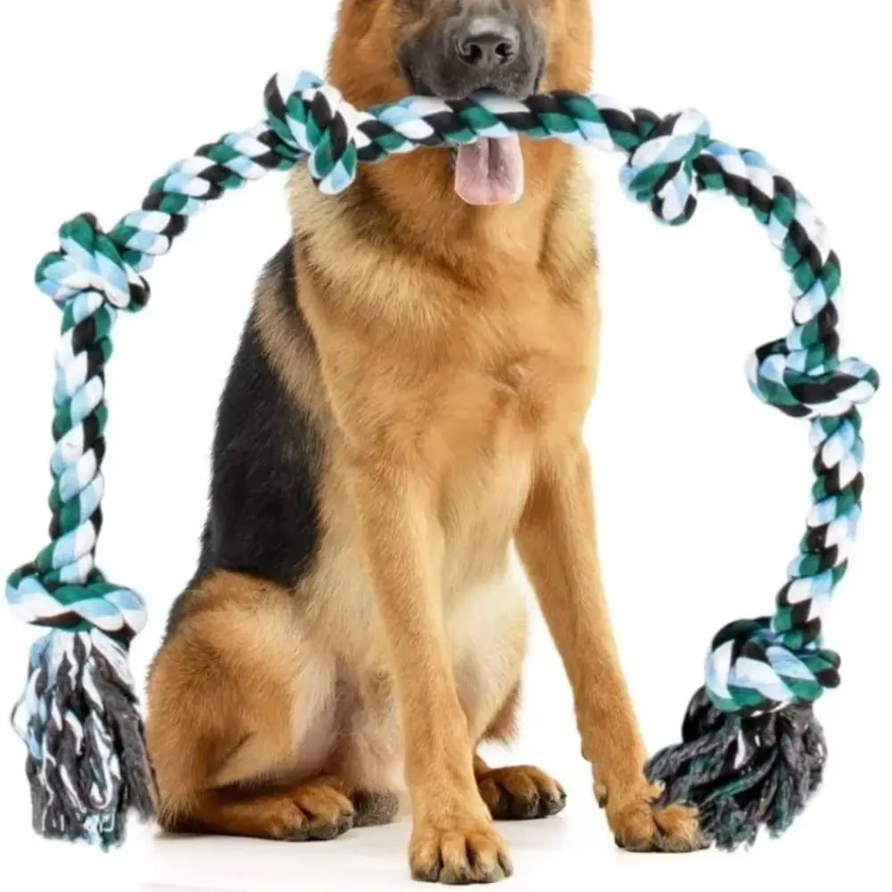 

Cotton Dog Chew Toy Interactive Training Double Cotton Chew Knot Toys Eco-Friendly Teeth Cleaning Indestructible Dog Rope Toy