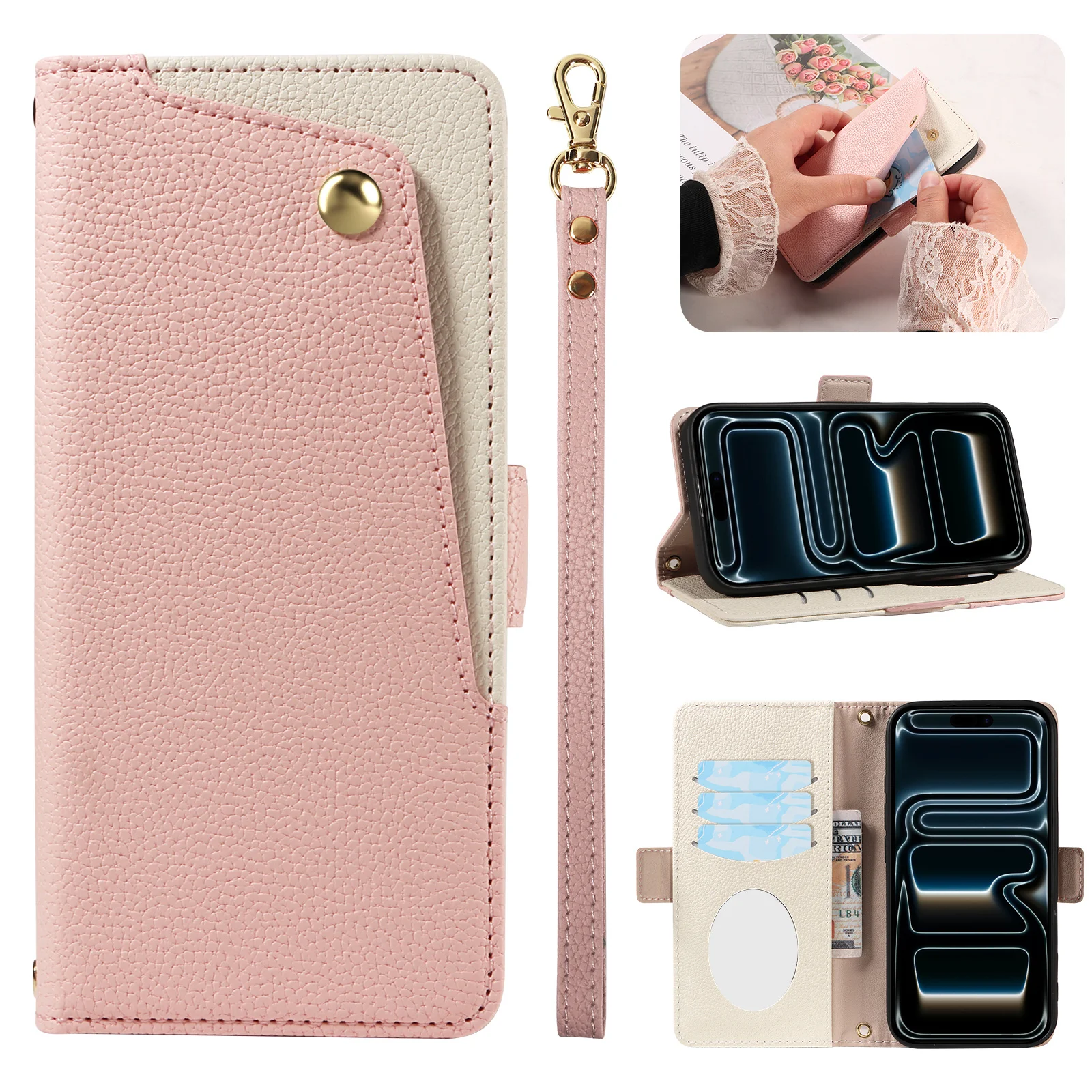 

Fashion Elegant Strap Bag Cards Solt Wallet Leather Case For iPhone 17 Pro Max 16 Plus 15 14 13 12 Skin Feel Shockproof Cover