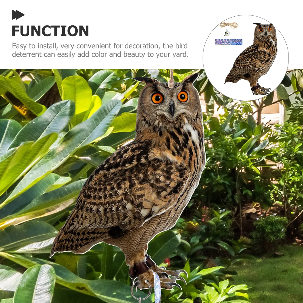 1 مجموعة 1 مجموعة البومة شكل معلقة الطيور رادع حديقة الديكور الدورية ساحة زخرفة للخارجية فناء الفناء الخلفي شجرة الحديقة ديكور #4