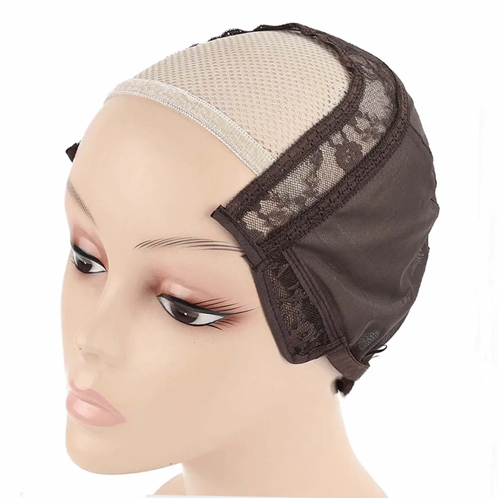 

Brown U Part Wig Cap For Making 4*4 5*5 Lace Closure Splicing Wig with Elastic Band Wig Accessory