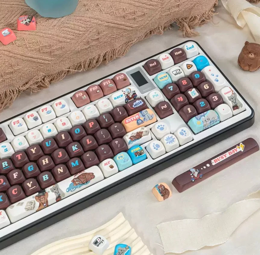 PBT Keycaps MOA Profile 143-Key Dye-Sublimated Cute Mechanical Keyboard Key Cap Set for MX Switches Gift for Gaming Enthusiasts
