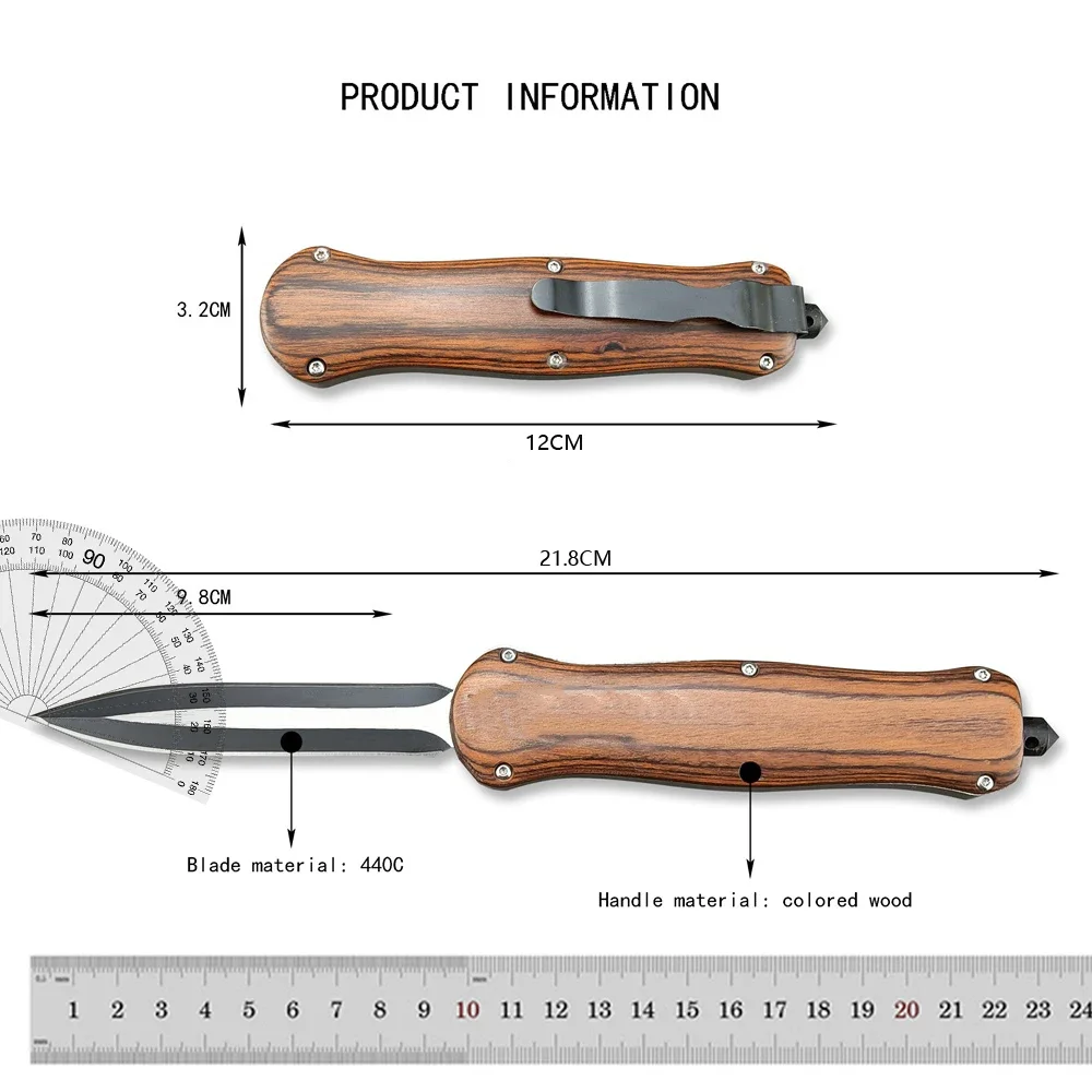 BM A016 Heretic Folding Knife 440C Blade Wood Handle Hunting Pocket Knives Camping Defense Tactical Knife EDC Tools