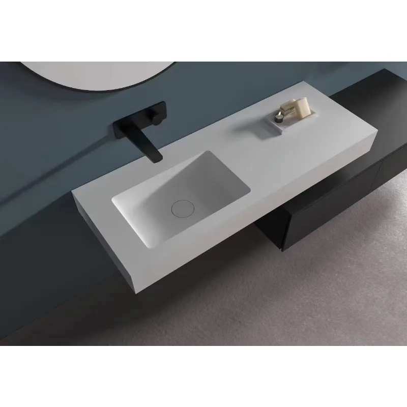 Solid surface artificial stone washbasin modern wall mounted sink with faucet