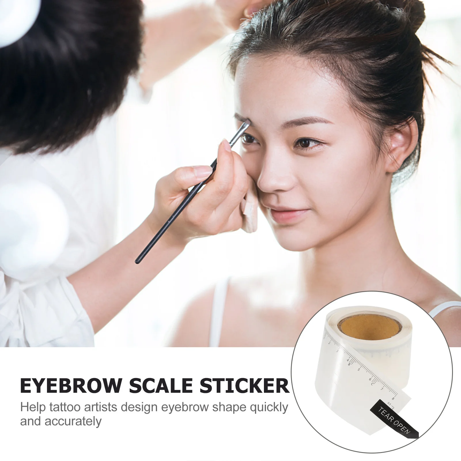 Adhesive Eyebrow Ruler Stencil Disposable Eyebrow Measurer White Safe Skin Friendly Easy to Use Makeup Accessory
