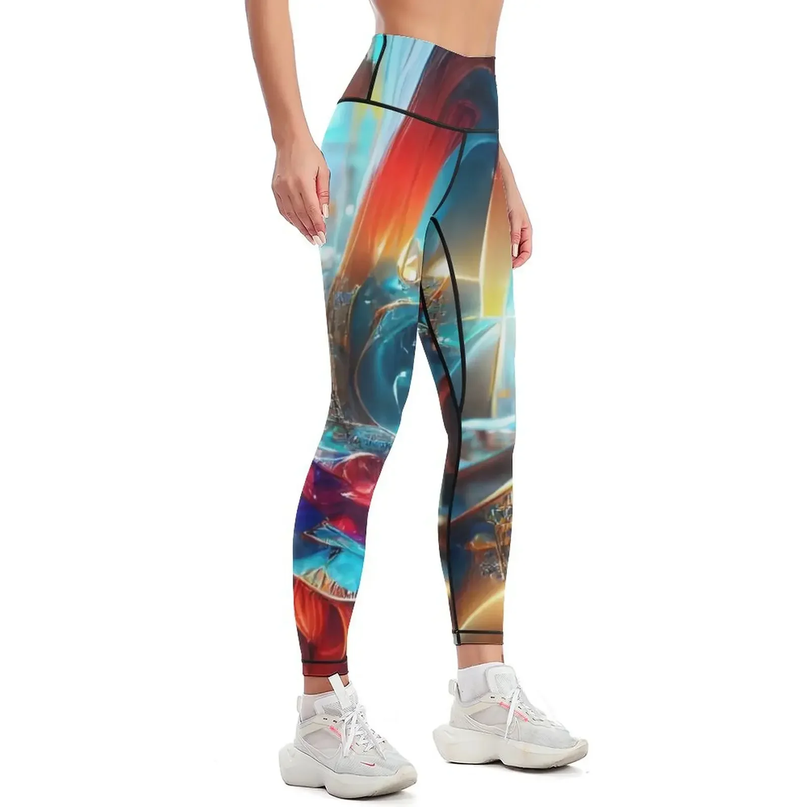 كسور - الفن التجريدي، الفن الحديث، الذكاء الاصطناعي، الذكاء الاصطناعي، السريالية، فن الحائط، طماق الديكور الرياضية مجموعة طماق المرأة #2