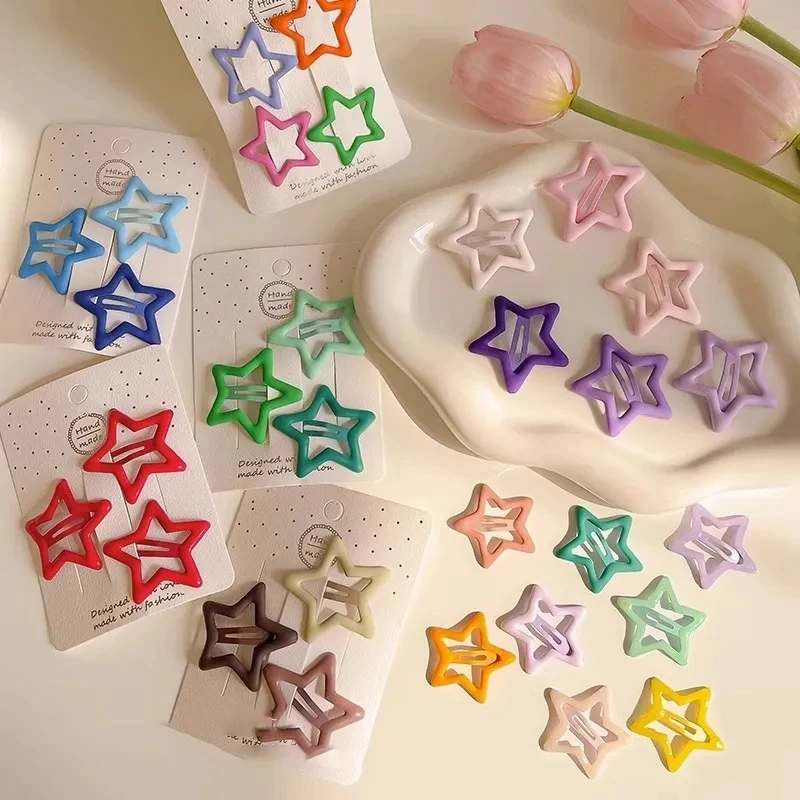 2/10pcs Silver Star BB Hair Clips Women Grils Cute Metal Star Hair Clips Side Barrettes Hair Grip Y2K Hair Accessories Headwear