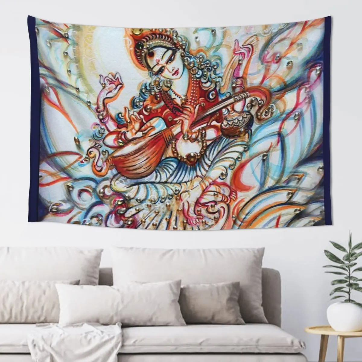 Saraswati in Cosmos Tapestry Home And Comfort Decor Wall Mural Tapestry