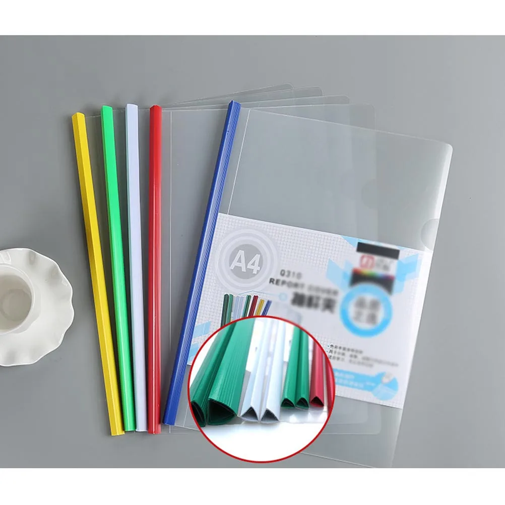20 pçs barra deslizante pastas de arquivo de plástico transparente a4 suporte de papel antiderrapante organizador de documentos para escola escritório casa conferência