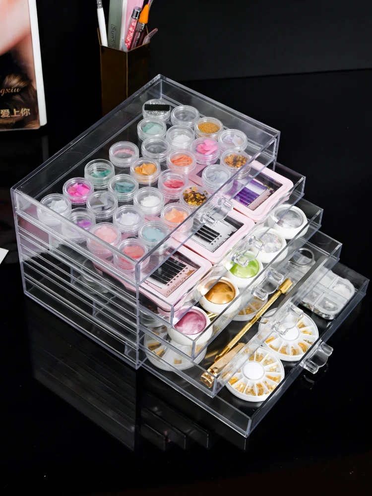 Nail UV Gel Polish Storage Box Manicure Extension Varnishes Holder Acrylic Transparent Drawer Storage Box Nail Art Jewelry Case