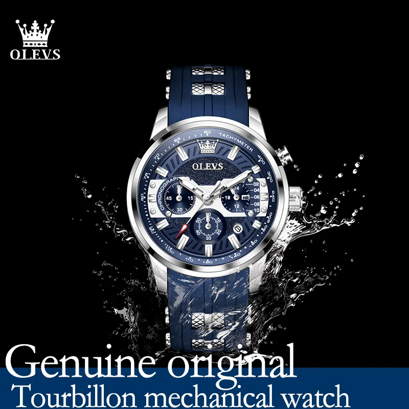 

OLEVS мужские часы спортивные модные оригинальные кварцевые часы для мужчин силиконовый ремешок водостойкий светящийся хронограф с датой 24 часа reloj