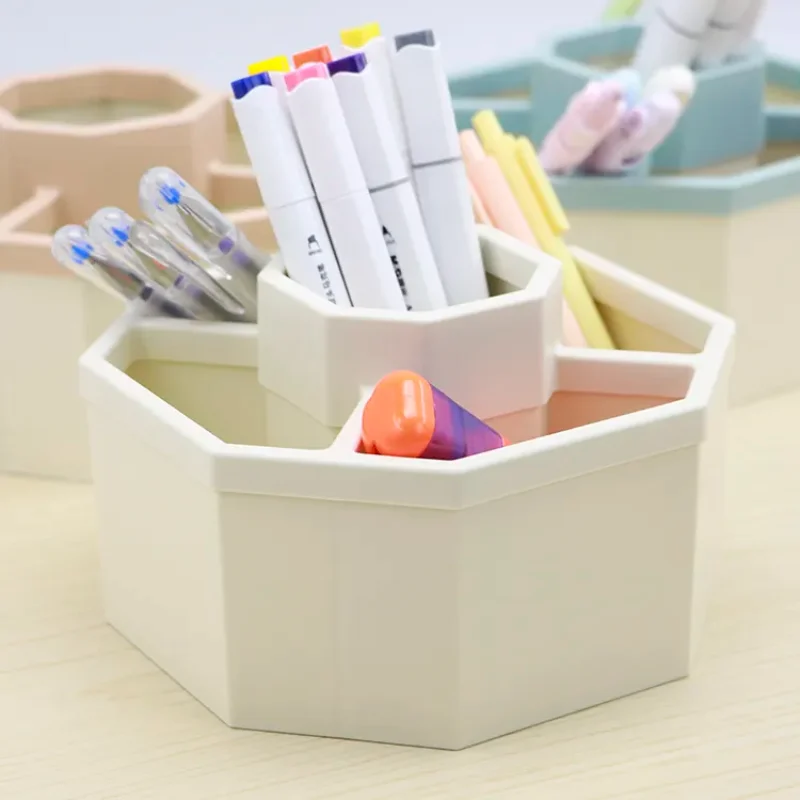 360 Rotating Pen Holder Desk Stationery Organizer Stand Large Capacity Pencil Storage Box Desktop Pencil Holder Makeup Storage