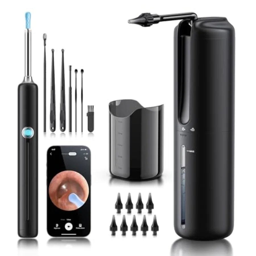 

Lebbtl Ear Wax Removal - Electric Ear Irrigation Flushing System Ear Cleaner with Camera 1080P Otoscope Ear Cleaning Tool with