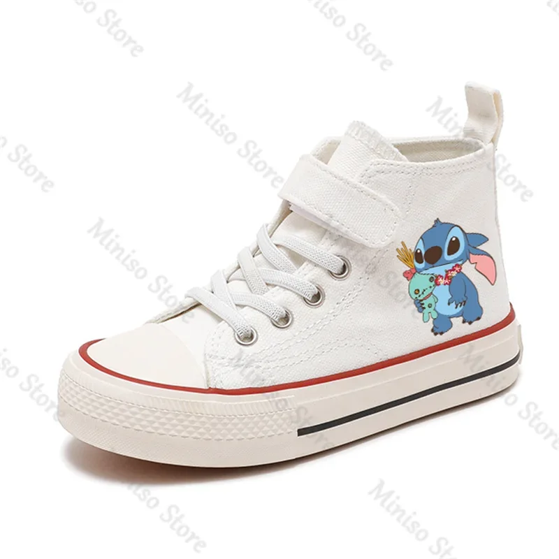 Print Boys Tennis Shoes Canvas Kid Girls Sport kawaii Lilo Stitch  Girl High-top  Disney Casual  Children  Cartoon comfort Shoes