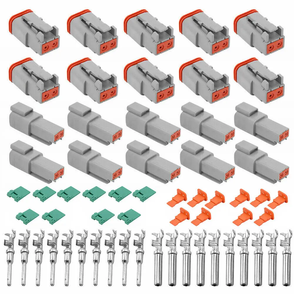 

10 Set Wire Connector Waterproof Deutsch Connector DT 2Way Pin Male/Female Kit Electrical Plug Electrical Terminals for Cable