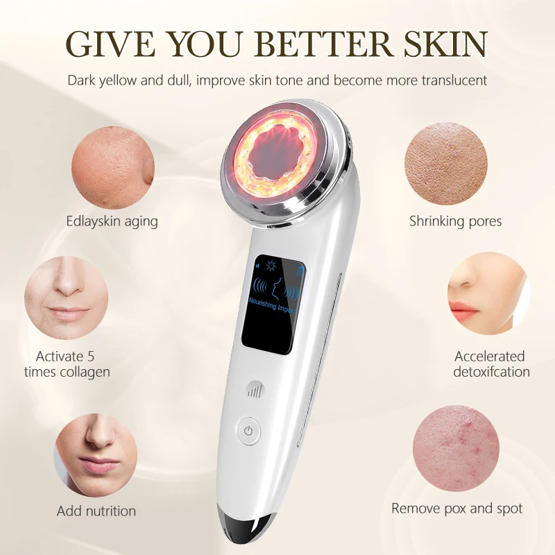Microcurrent Lifting Beauty Device Photon Rejuvenation with Constant Temperature EMS Vibration Heating Pore Cleansing Skin Care