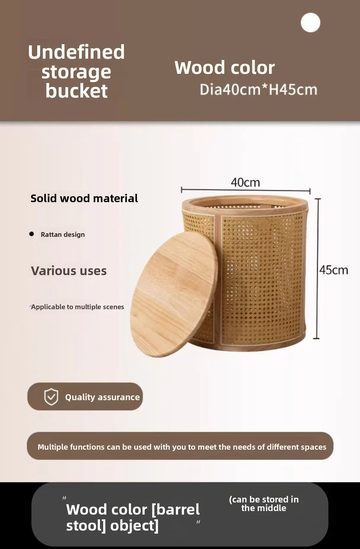 Table basse de balcon en rotin, rangement rond, panier pour vêtements sales, chevet, salon, canapé, petite table d'appoint